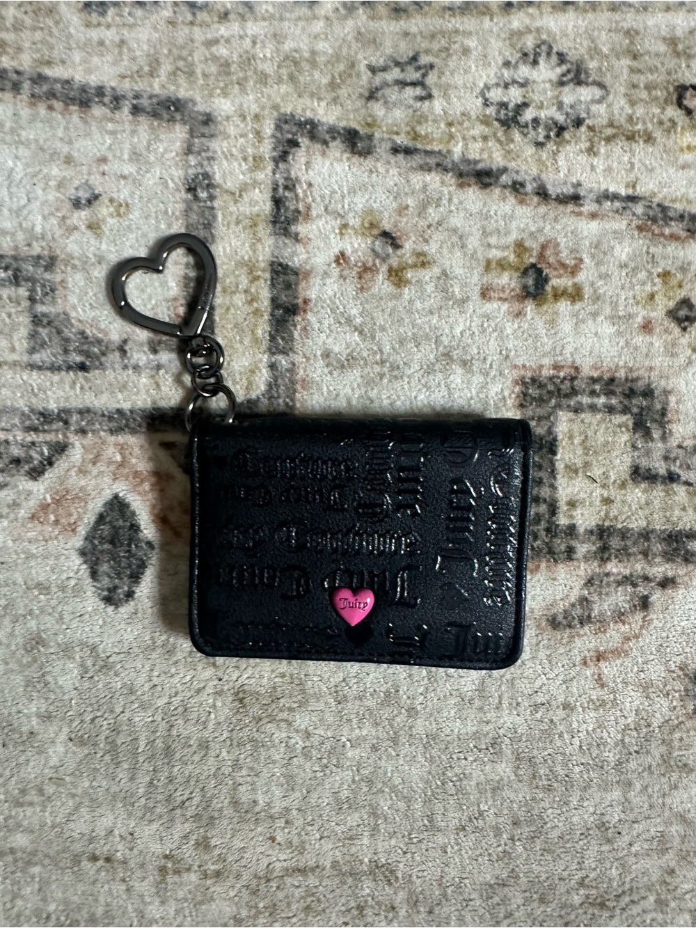 Juicy Couture Black Embossed Card Holder Keychain